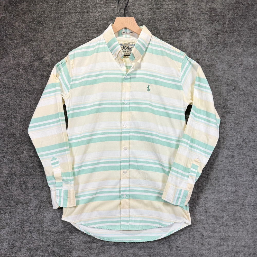 Polo Ralph Lauren Authentic Dungarees Shirt Striped Cotton Mint Mens L